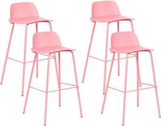 Beliani Conjunto De 4 Sillas De Bar Modernas Taburetes Asiento De Pl&aacute;stico Sint&eacute;tico Rosa Degradado Pastel Patas De Metal Pintado Sillas De Cocina Mora