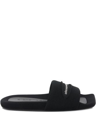 Alexander Wang logo squared-toe slides - Black