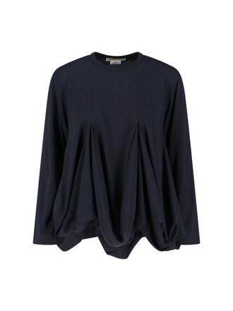 Comme Des Gar&ccedil;ons Black Pleated Textured Fabric Top