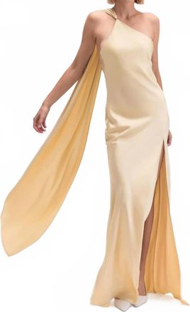 FORE COLLECTION Andee Asymmetric Halter Maxi Dress In Yellow