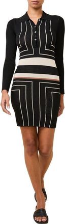 Solid & Striped The Debra Mixed Print Long Sleeve Knit Shirtdress in Black Border at Nordstrom, Size X-Small