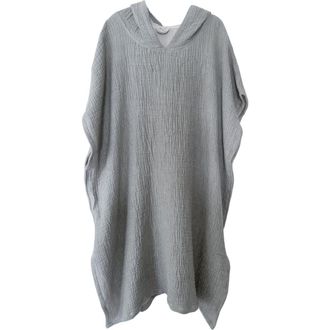 Anaya with Love Crinkled Cotton Cuddle Hooded Poncho in Charcoal Grey at Nordstrom