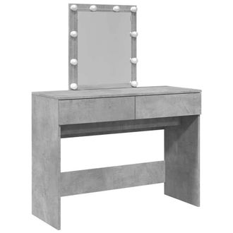 Berkfield Home Dressing Table with LED Concrete Grey 100x40x130 cm | Size: 100 x 40 x 130 cm