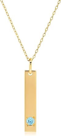MAX + STONE 14k Yellow or White Gold Bar Pendant Necklace with 3mm Small Round Gemstone