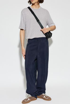 Giorgio Armani Loose-fit Silk Trousers, Mens, Navy Blue