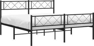 vidaXL Estructura Cama Sin Colch&oacute;n Con Estribo Metal Negro 135x190 Cm Vidaxl