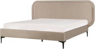 Beliani Beliani - Struttura letto moderna in velluto eu matrimoniale 140 x 200 cm Beige Suzette