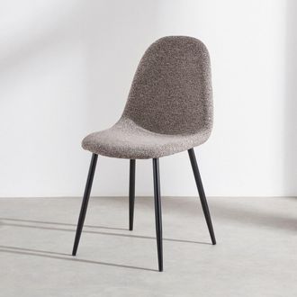 Maisons du monde Silla de tejido tramado moca y acero negro