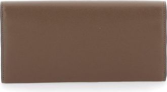 Toteme Womens Leather Wallet With T-Lock Closure Beige