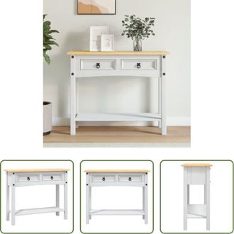 vidaXL Tavolo in legno - Tavolo Console in Pino Messicano Corona Bianco 90x34,5x73 cm