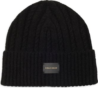 Cole Haan Cable Stitch Beanie in Caviar at Nordstrom Rack
