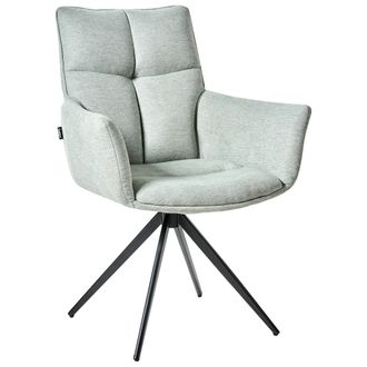 Beliani Beliani - Silla De Comedor Giratoria Tapicer&iacute;a De Poli&eacute;ster Patas De Hierro Negro Reposabrazos De Estilo Moderno Muebles De Comedor Verde Menta Corbie