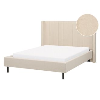 Beliani Cama Con Somier 140 X 200 Cm Moderna Tapizada Boucl&eacute; Base Listones Beige Villette
