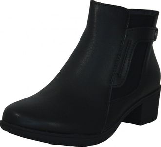 Tamicus Woman 4 - Ankle Boot Women Casual Leather Brown Or Black Side Zipper Square Heel, Black/White, 8.5 UK