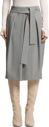 BOSS Vakava Tie Waist Skirt in Silver Grey Sharkskin at Nordstrom, Size 12