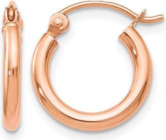 Diamond2Deal 14K Rose Gold 2x12mm Polished Huggie Hoop Earrings