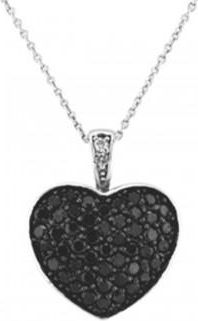 Allurez Black Diamond Puffed Heart Pendant in 14k White Gold (1.30ctw)