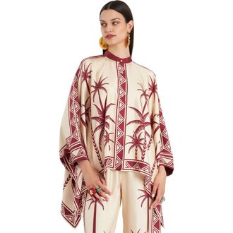 La DoubleJ Foulard Shirt Plac&eacute;e Date Palms Ivory in Date Palms Plac&eacute;e Ivory at Nordstrom, Size X-Small