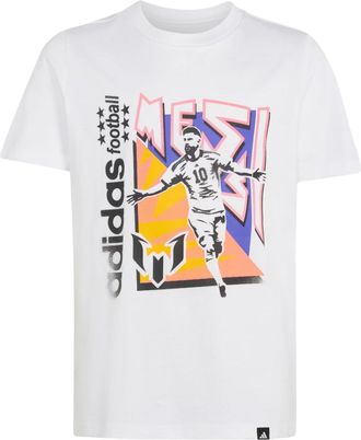 adidas (GS) adidas x Messi Fun Graphic T-Shirt Asia Sizing White KS2548