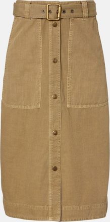 Moncler Belted denim midi skirt