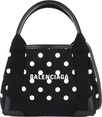 Balenciaga Black White Canvas Leather Shoulder Bag Tote Bag (Pre-Owned)