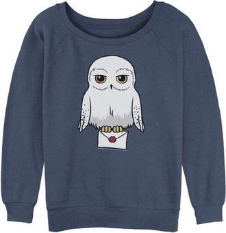 Harry Potter Juniors Harry Potter Cartoon Hedwig Letter Sweatshirt in Blue Heather at Nordstrom, Size Xx-Large