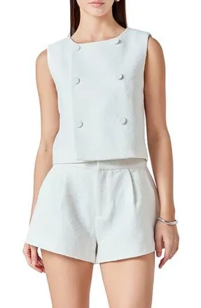 endless rose Double Breasted Crop Top in White at Nordstrom Rack, Size X-Small