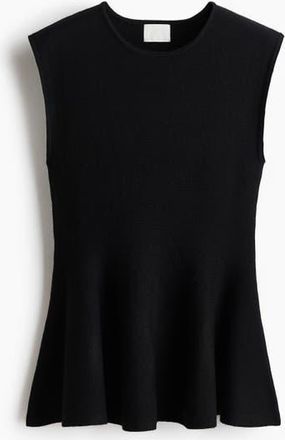 H&M Knitted Peplum Top in Black at Nordstrom, Size Xx-Small