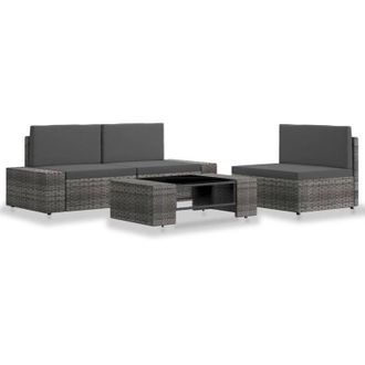 vidaXL Vidaxl - Juego De Muebles De Jard&iacute;n 4 Piezas Rat&aacute;n Sint&eacute;tico Gris