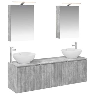 vidaXL Juego De Muebles De Ba&ntilde;o 5 Pcs Gris Hormig&oacute;n Vidaxl