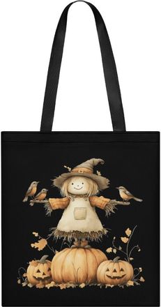 Generic Autumn Scarecrow Pumpkins Womens Tote Casual Shopping Bag Lightweight Shoulder Bags Hobos Handbag for Work Travel Daily 35x40cm