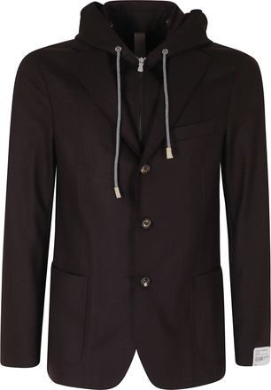 Eleventy Burgundy Single-Breasted Wool-Blend Jacket