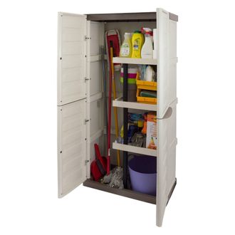 Dmora Armario Exterior O Interior, 2 Puertas Y 3 Estantes De Polipropileno, 100% Made In Italy, 70x39h165 Cm, Color Beige - Dmora