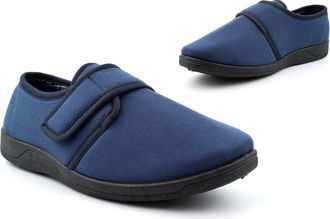 Generic Mens Memory Foam Slippers Mens Carpet Slippers Extra Large Size 13 Slipper Size 6 Touch Fasten Slipper Touch Fastening Sizes 6-13 Navy 13 UK