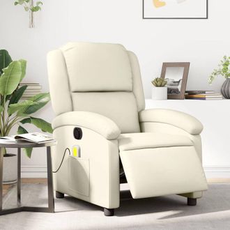 vidaXL Poltrona Massaggiante Elettrica Reclinabile Crema Similpelle - Vidaxl