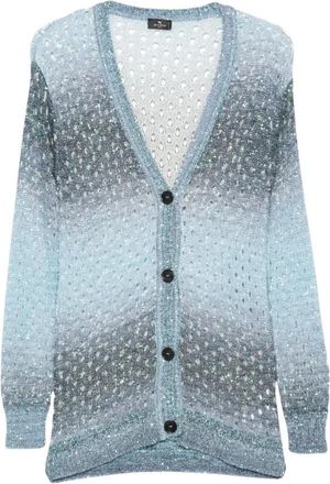 Etro Cardigan met paillettenapplicatie - Dames - Vesten - Blauw - M - Pailletten - Truien & Vesten