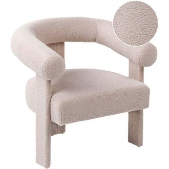 Beliani Armchair Light Beige Boucle Upholstery Retro Design Upholstered Legs Living Room ILBRO