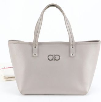 Ferragamo Gray Leather Tote Bag (Pre-Owned)