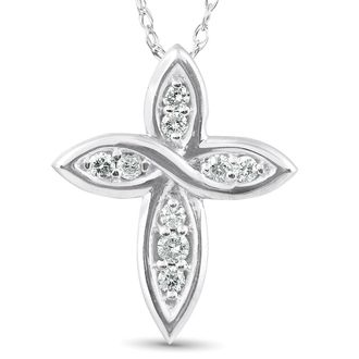 Pompeii3 1/10 Ct Diamond Cross 14k White Gold 5/8 Tall