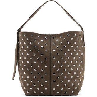 Mango Studded Suede Bucket Bag in Medium Brown at Nordstrom