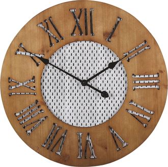 Beliani Reloj De Pared Madera Oscura Redondo &Oslash; 60 Cm Hecho A Mano Con Forma De Diamante Cuilco