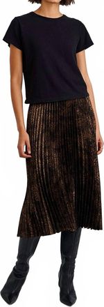 Bella Dahl Pleated Midi Skirt In Micro Leopard