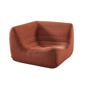 Sweeek Sill&oacute;n envasado al vac&iacute;o esquinero de pana, terracota