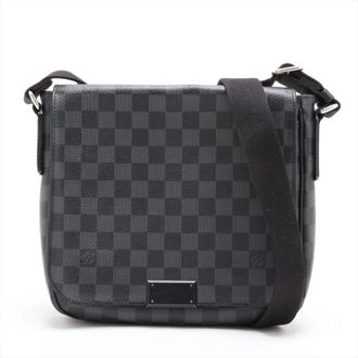 Louis Vuitton Leather Coated Canvas Messenger Bag Shoulder Bag (Pre-Owned)