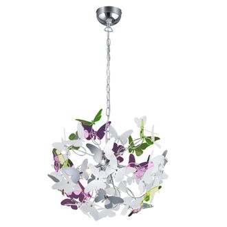 Reality Reality Leuchten - Mariposa Suspensi&oacute;n 4xg9 Cromo Multicolor Mariposas &Oslash;50 Cm Trio Iluminaci&oacute;n