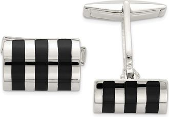 Diamond2Deal Sterling Silver Onyx Cufflinks