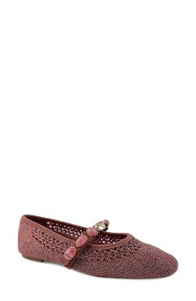 Kenneth Cole Zeta Stones Embellished Knit Ballet Flat in Rose Gold Knit at Nordstrom, Size 6.5