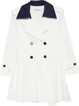 Self Portrait Geplooide mini-jurk met knopen - Wit