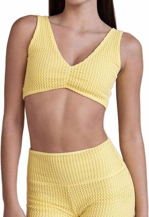 Montce Swim Kim Variation Bikini Top In Yellow Crochet