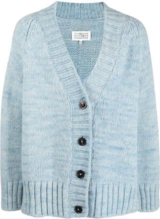 Maison Margiela Light Blue V-neck Wool Cardigan